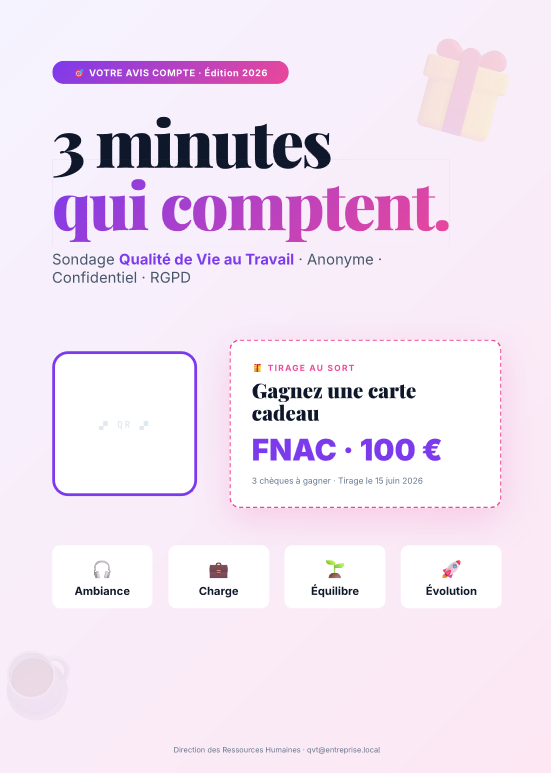 Poster quishing ROOMCA · QR code de simulation à coller en cafétéria